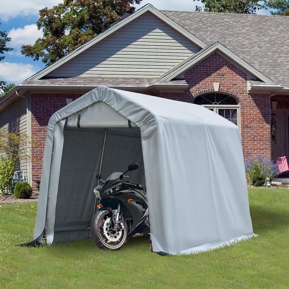 5.9 ft. x 7.9 ft. x 5.9 ft. Grey Polyethylene Portable Carport - Hercitys