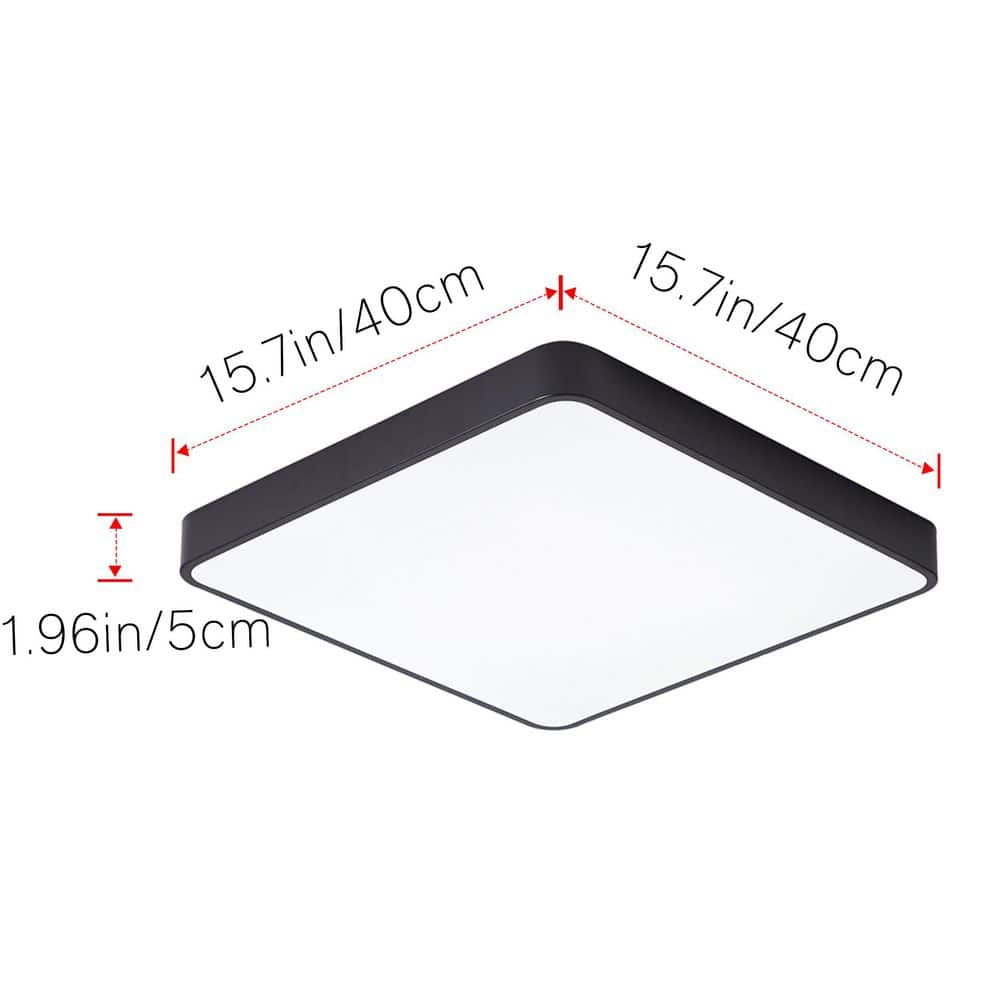 15.74 in. 36 Watt Modern LED Flush Mount Ceiling Light Black Ceiling Lighting Fixtures 6000K - Hercitys