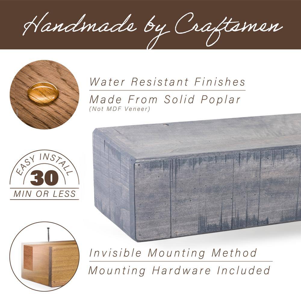 48 in. Rustic Ash Gray Fireplace Shelf Mantel - Hercitys