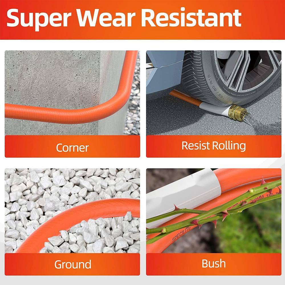 5/8 in. x 50 ft. Garden Hose Flexible and Light-Weight Water Hose, Burst 600 PSI, Kink-less Hybrid Rubber Hose - Hercitys