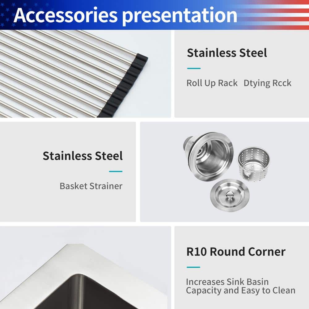 23 in. L x 18 in. W Undermount Single Bowl 16-Gauge Stainless Steel Kitchen Sink in Brushed Nickel - Hercitys