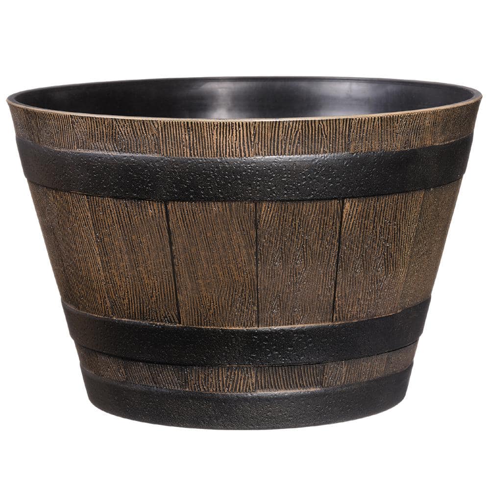20.5 in. Dia x 12.25 in. H Kentucky Walnut Resin Whiskey Barrel - Hercitys