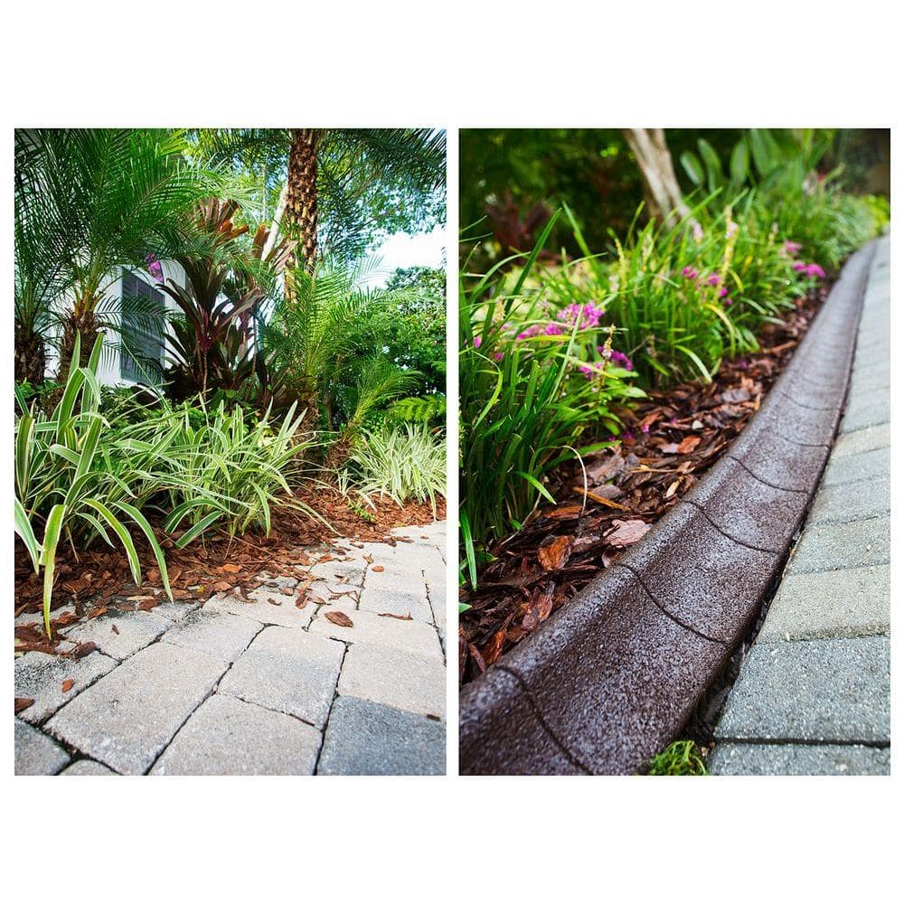 4 ft. Brown Rubber Curb Landscape Edging (4-Pack) - Hercitys