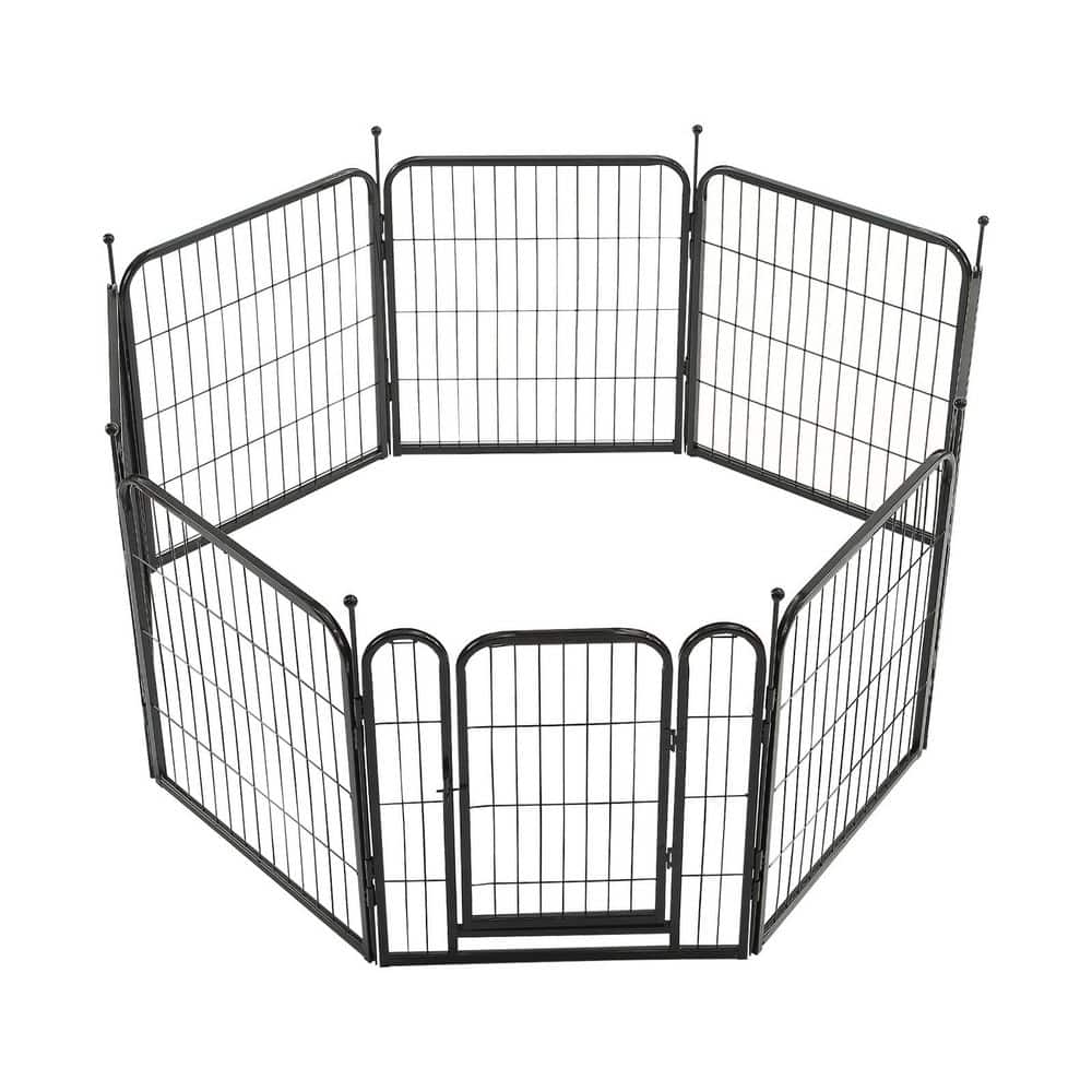 22 in. H Garden Fence Portable Outdoor Folding 8-Panel Heavy Duty Metal Pet Playpen - Hercitys