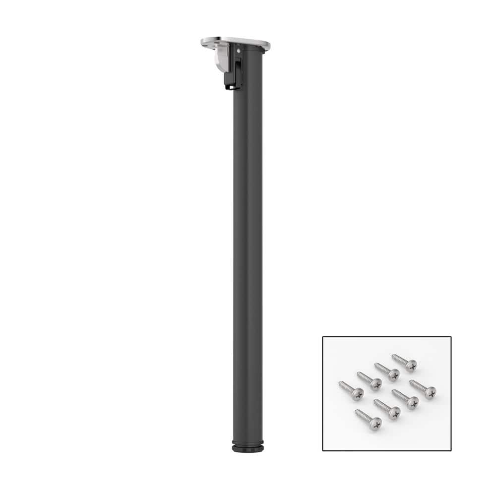 28 in. (711 mm) Matte Black Metal Folding Table Leg with Leveling Glide - Hercitys