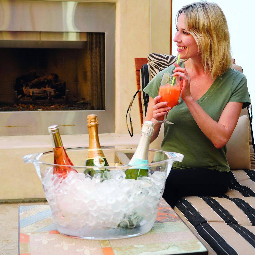 18.5 in. x 11 in. High-Quality Acrylic Crystal-Clear Oval Durable Beverage Tub with Integrated Easy Grip Handle - Hercitys