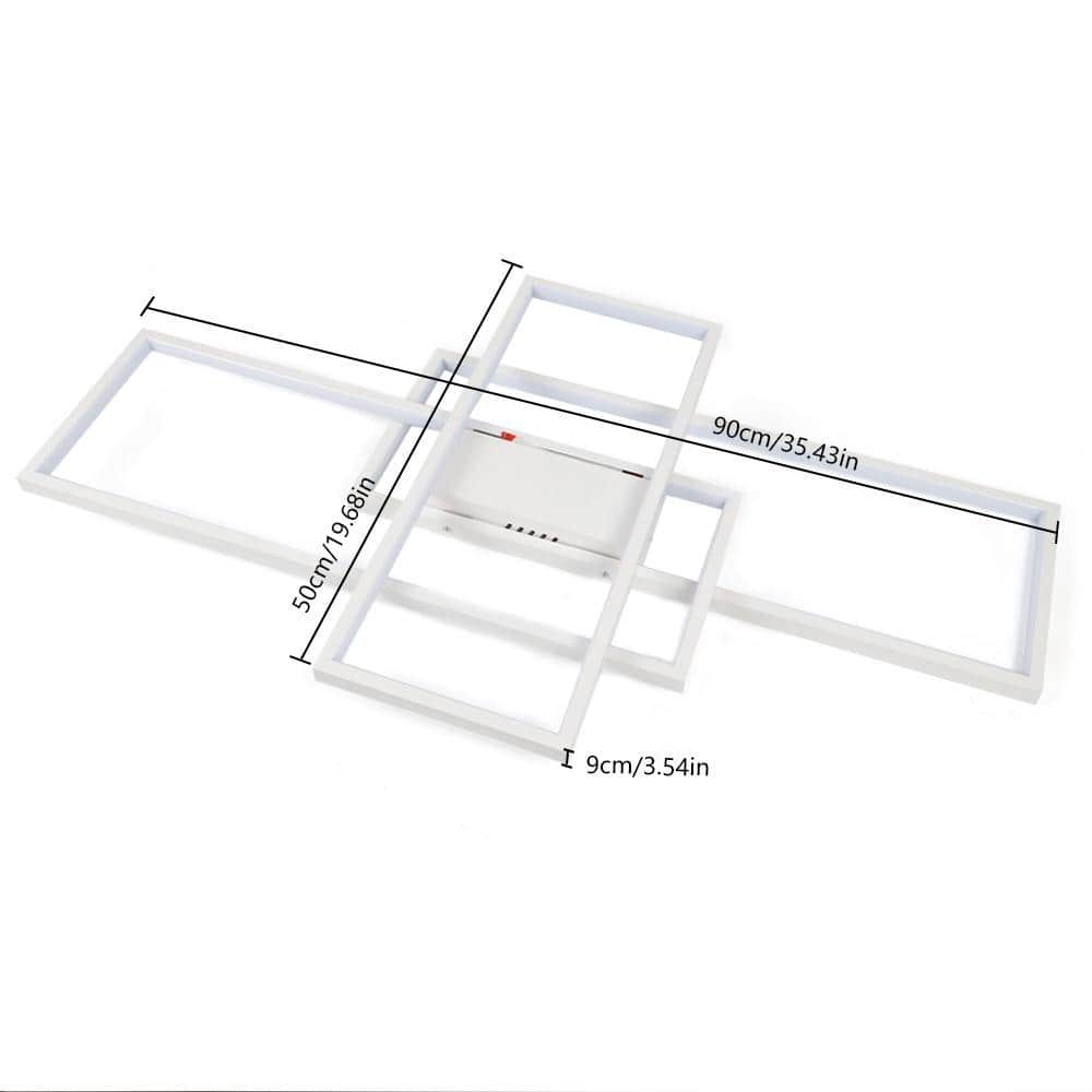 35 in. 1-Light Modern White Integrated LED Square Acrylic Flush Mount Ceiling Light (White light) - Hercitys