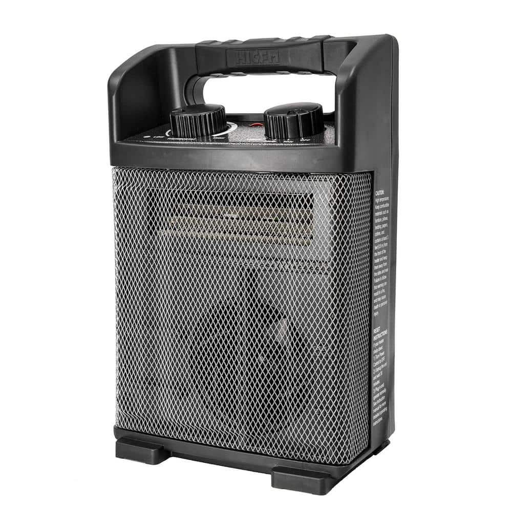 1500-Watt 14 in. Electric Convection Fan Space Heater with Thermostat, Tip-Over Proection, Cool Touch, Black - Hercitys