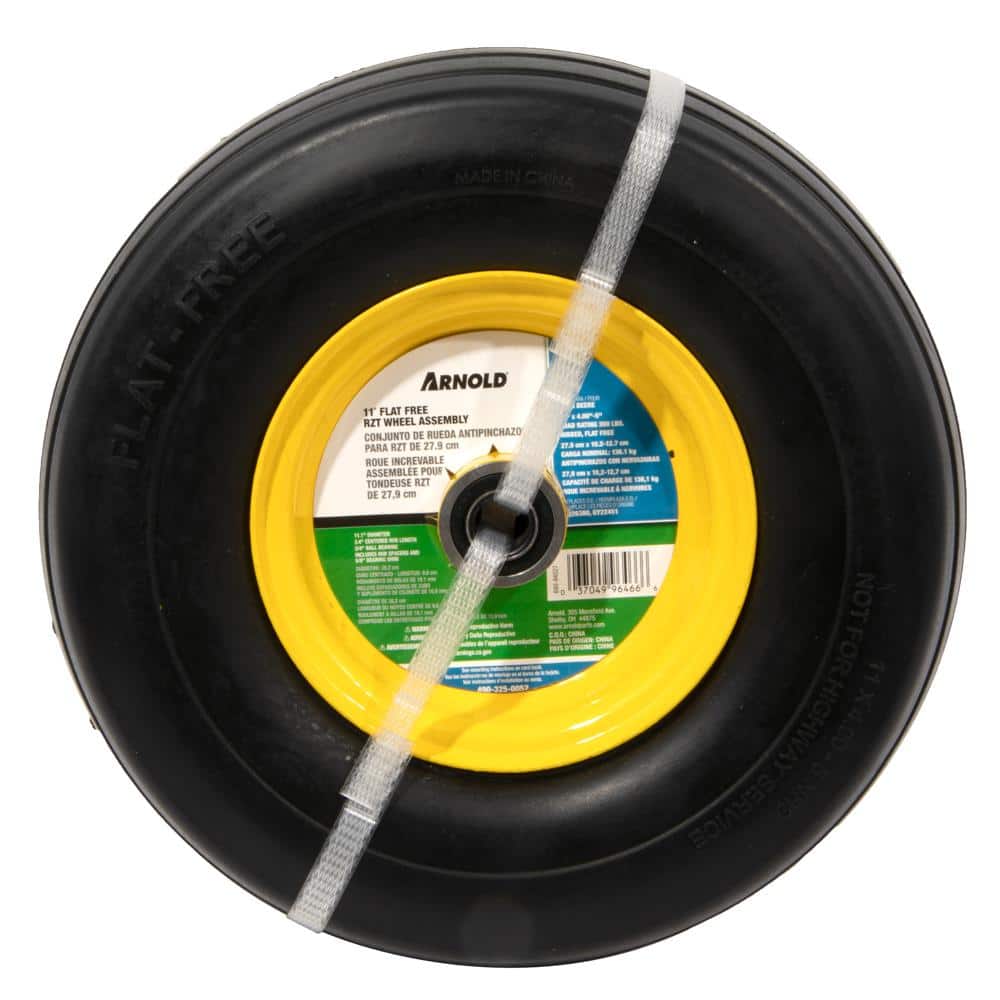 11 in. x 4 in. Flat Free Zero Turn Front Wheel Assembly with Ribbed Tread for John Deere - Hercitys