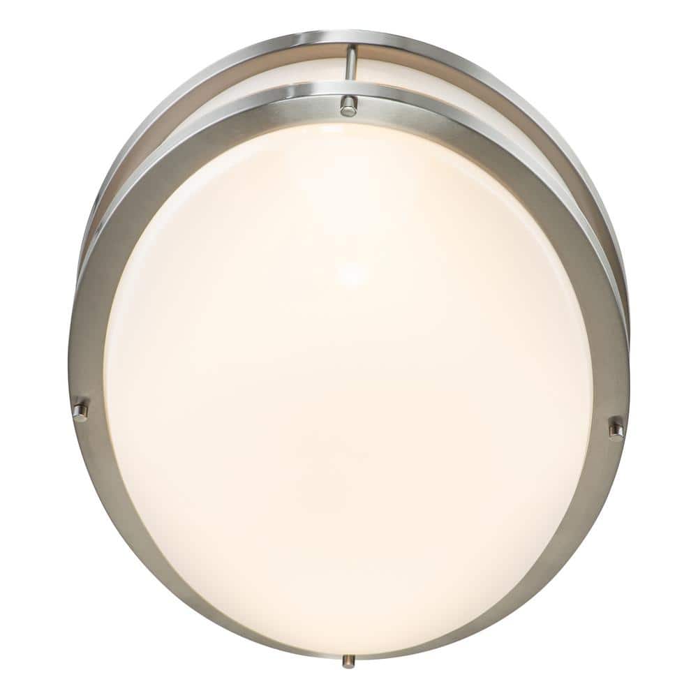 32.5 in. Brushed Nickel Oval 35-Watt Dimmable LED Flush Mount with Opal Acrylic Shades - Hercitys