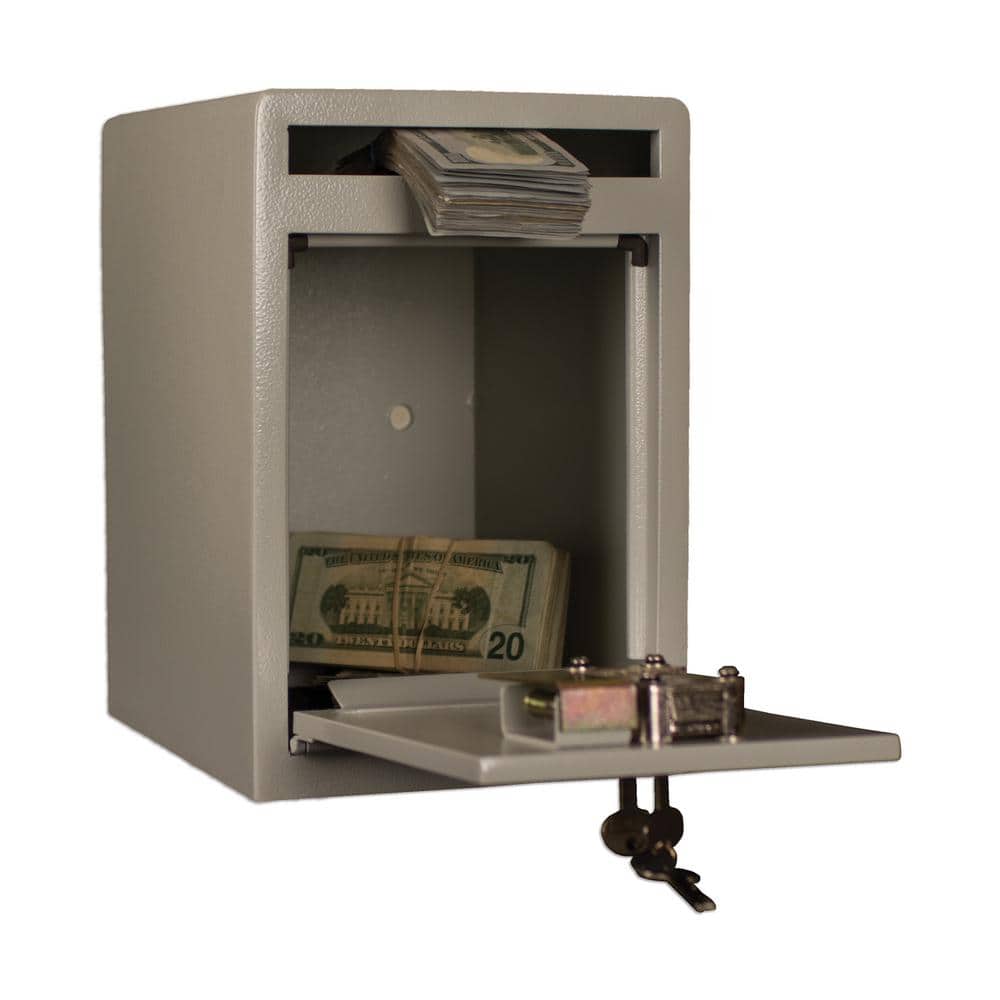 0.46 cu. ft. Steel Deposit Safe with Key Lock, White - Hercitys