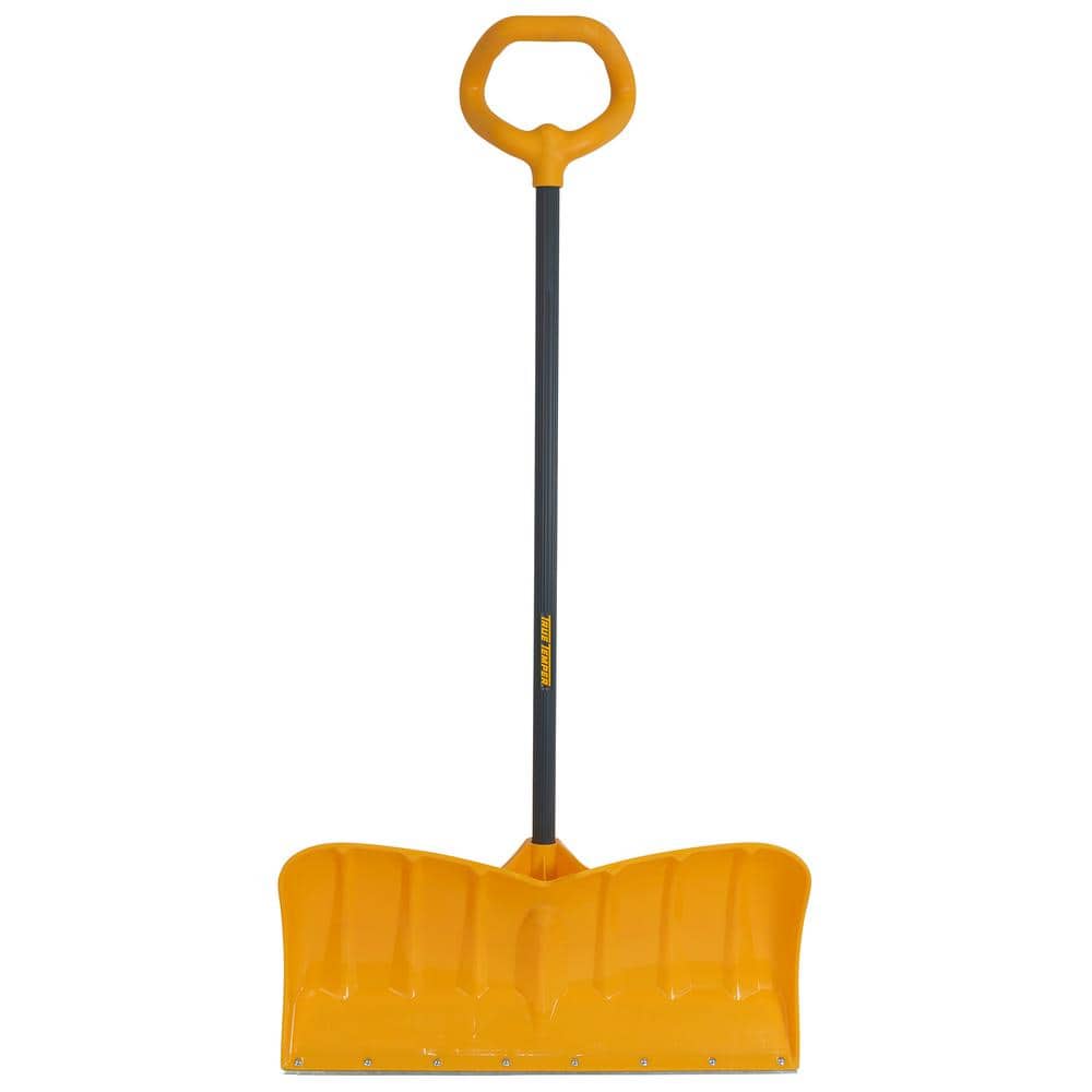 41.25 in. Handle Steel Snow Shovel and 26 in. Plastic Blade Versa Grip Combo and Pusher with Steel Strips - Hercitys