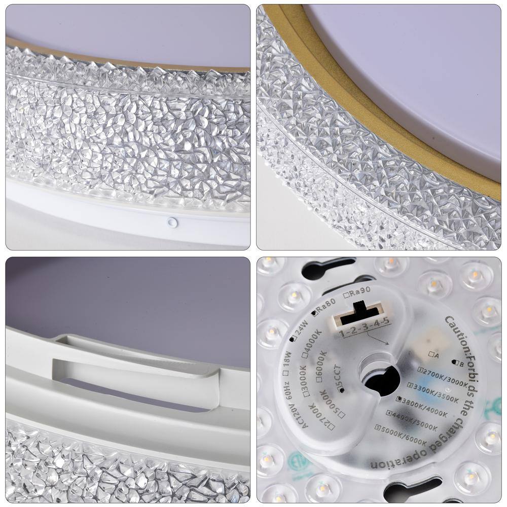 19.29 in. 36-Watt Modern White Integrated LED Flush Mount with White Acrylic Shade - Hercitys