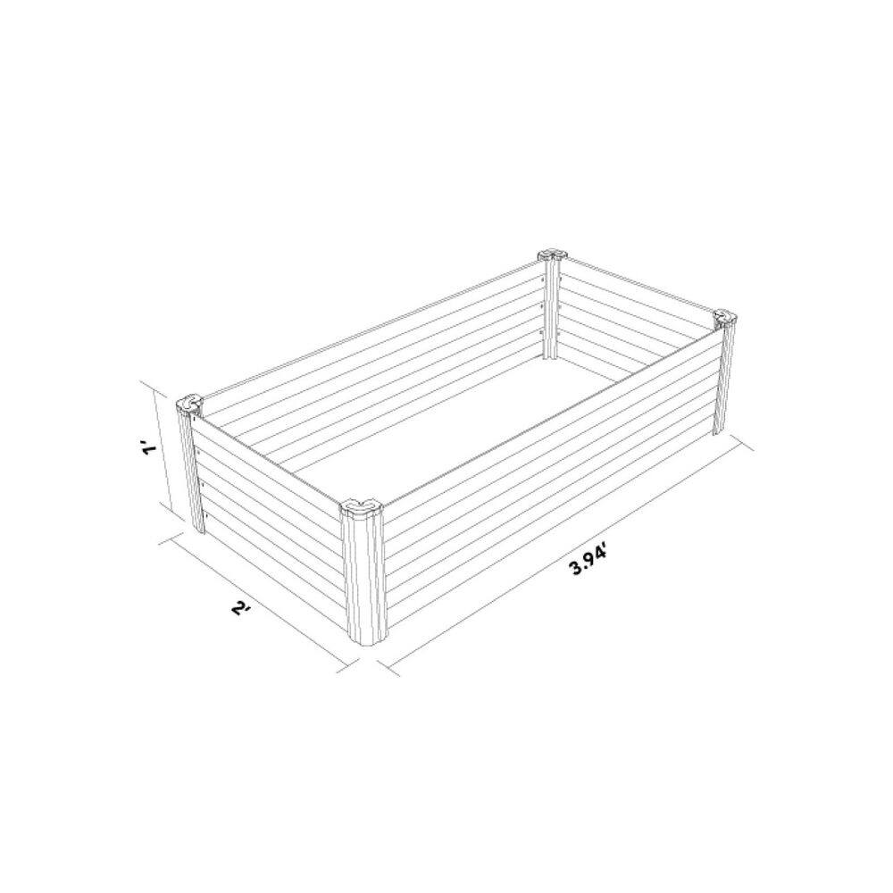 48 in. W x 24 in. D x 12 in. H Surfmist Metal Raised Garden Bed - Hercitys