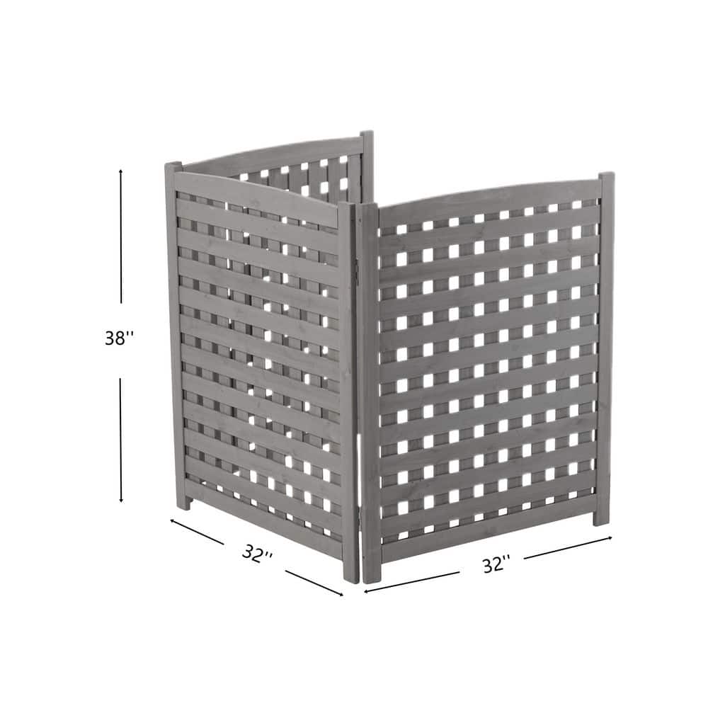 3-Panel 38 in. Outdoor Wood Garden Fence, Air Conditioner Fence Screen Privacy Screen Fence, for Pool Trash Can, Gray - Hercitys