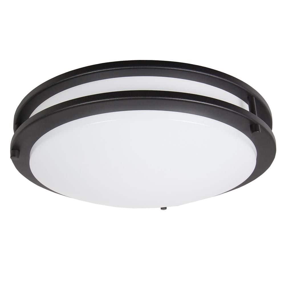 14 in. Round 1-Light Black Integrated LED Flush Mount - Hercitys