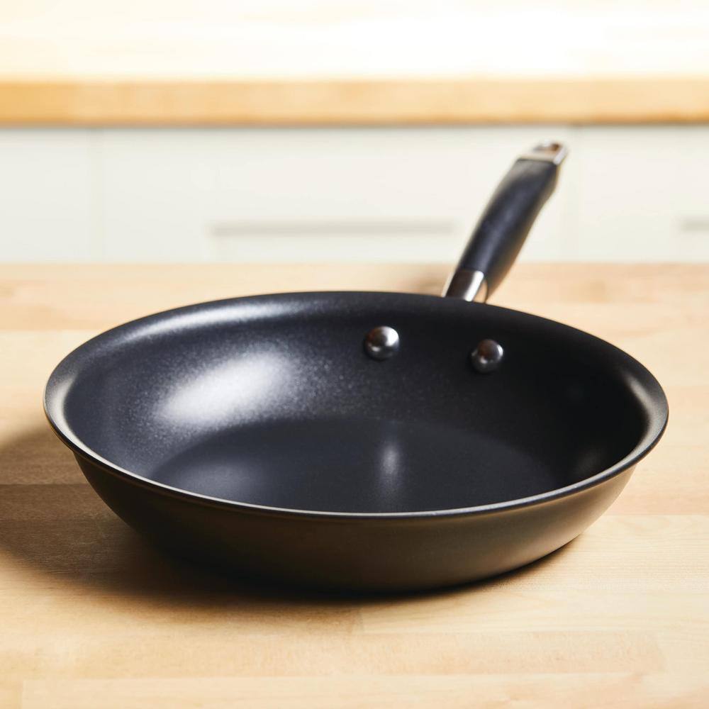 10.25 in. Hard-Anodized Aluminum Ultra Durable Nonstick Stain-Resistant Skillet in Onyx with Comfortable Grip Handle - Hercitys