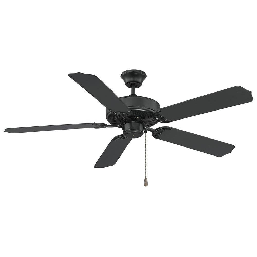 52 in. Matte Black Indoor/Outdoor Ceiling Fan with Reversible Motor - Hercitys