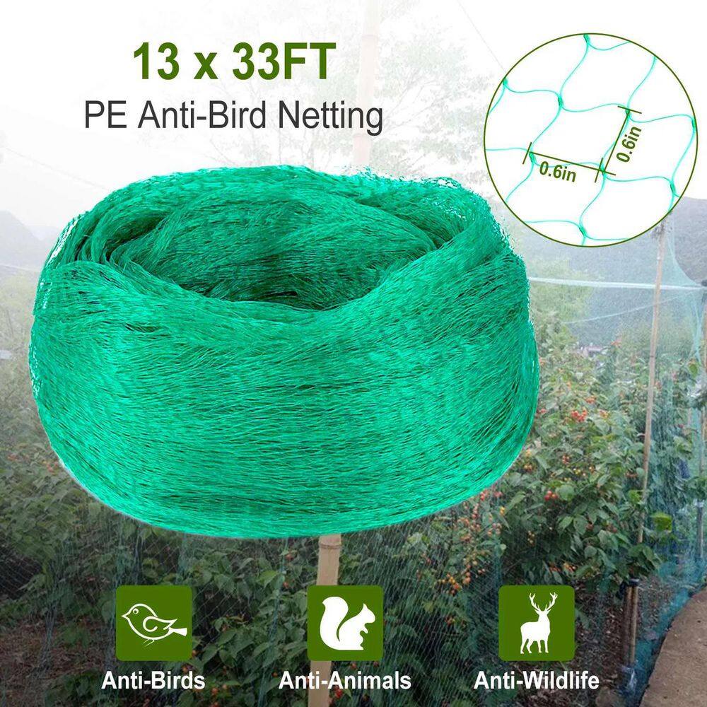 13 x 33 ft. Garden Netting Heavy Duty PE Anti Bird Netting Plants Fruits Tree Vegetables Protection Net 430sqft Coverage - Hercitys