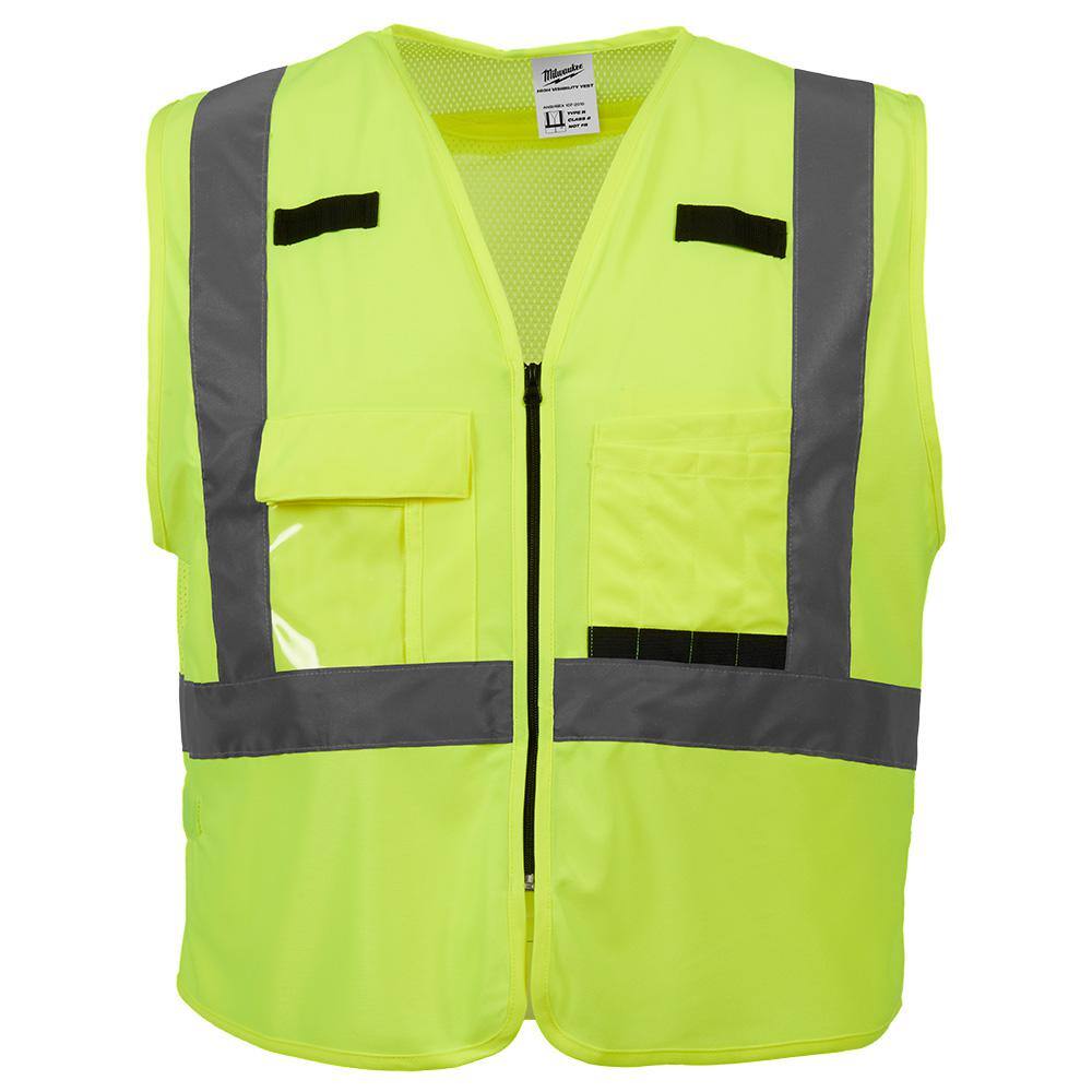 4X-Large/5X-Large Yellow Class 2-High Visibility Safety Vest with 10-Pockets - Hercitys