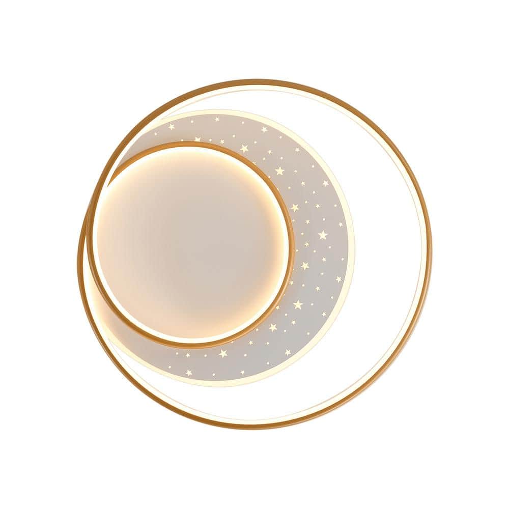 19.68 in. Gold Modern Simple Style Selectable LED Flush Mount Ceiling Light with Remote Control - Hercitys