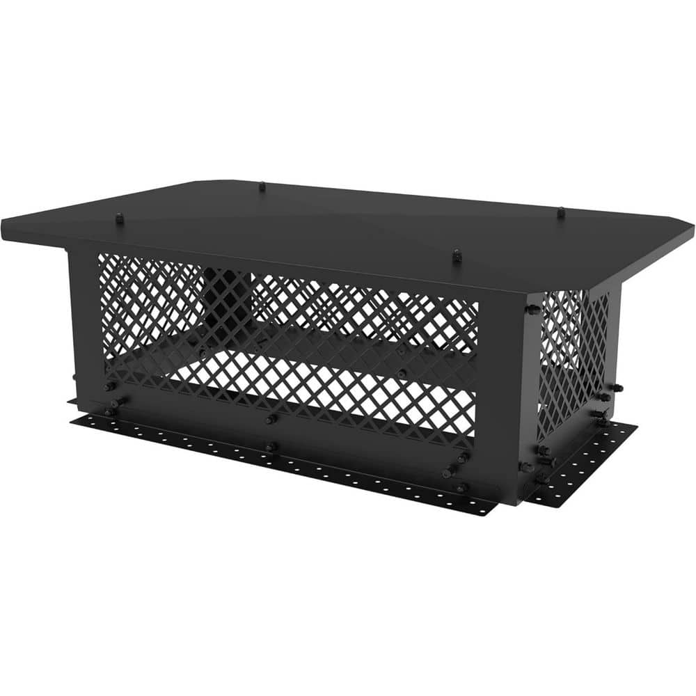 13 in. x 24 in. Black Galvanized Steel Fireplace Chimney Caps for Outside - Hercitys