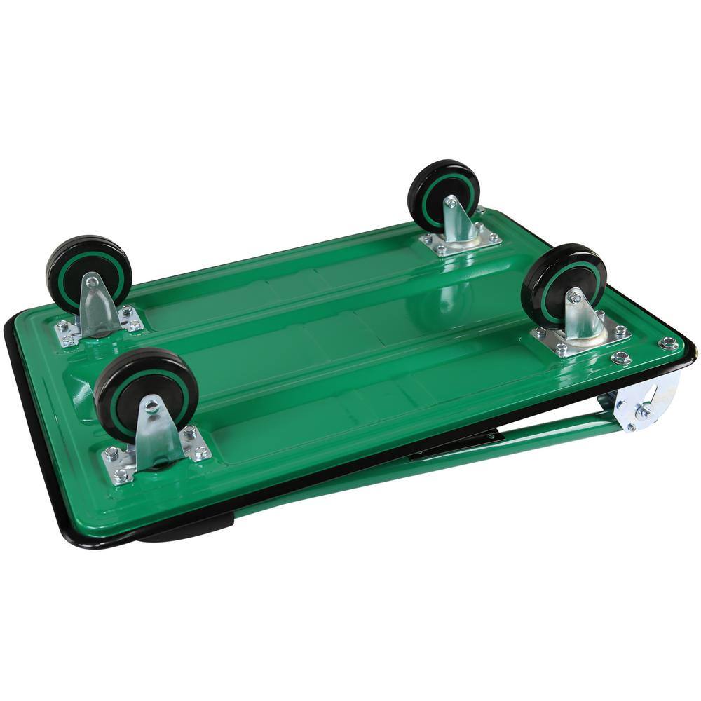 360 lbs. Capacity Easy-Move Foldable Metal Push Cart with 2 x Fixed and Wheels 2 x 360° Wheels - Hercitys