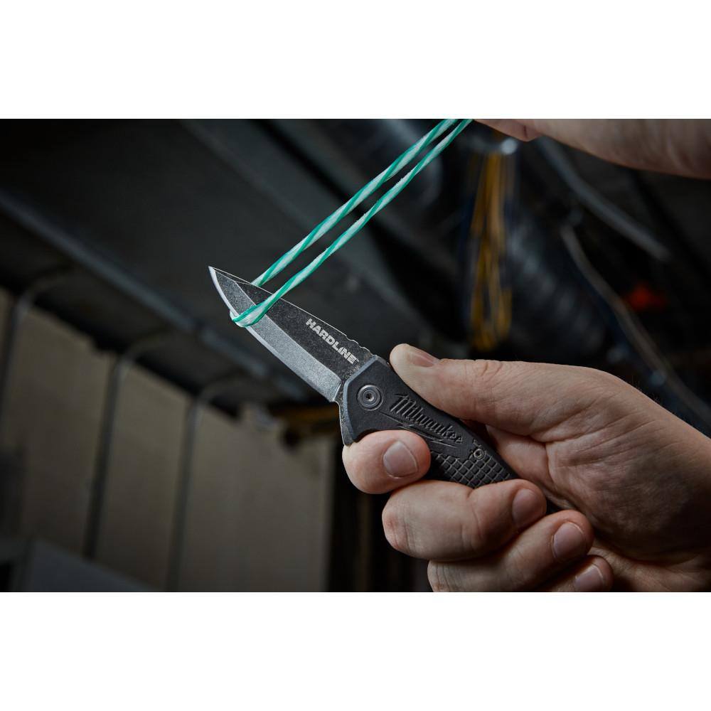 10 in. Jobsite Tool Backpack with Hardline D2 Steel Smooth Blade Pocket Folding Knife (2-Piece) - Hercitys