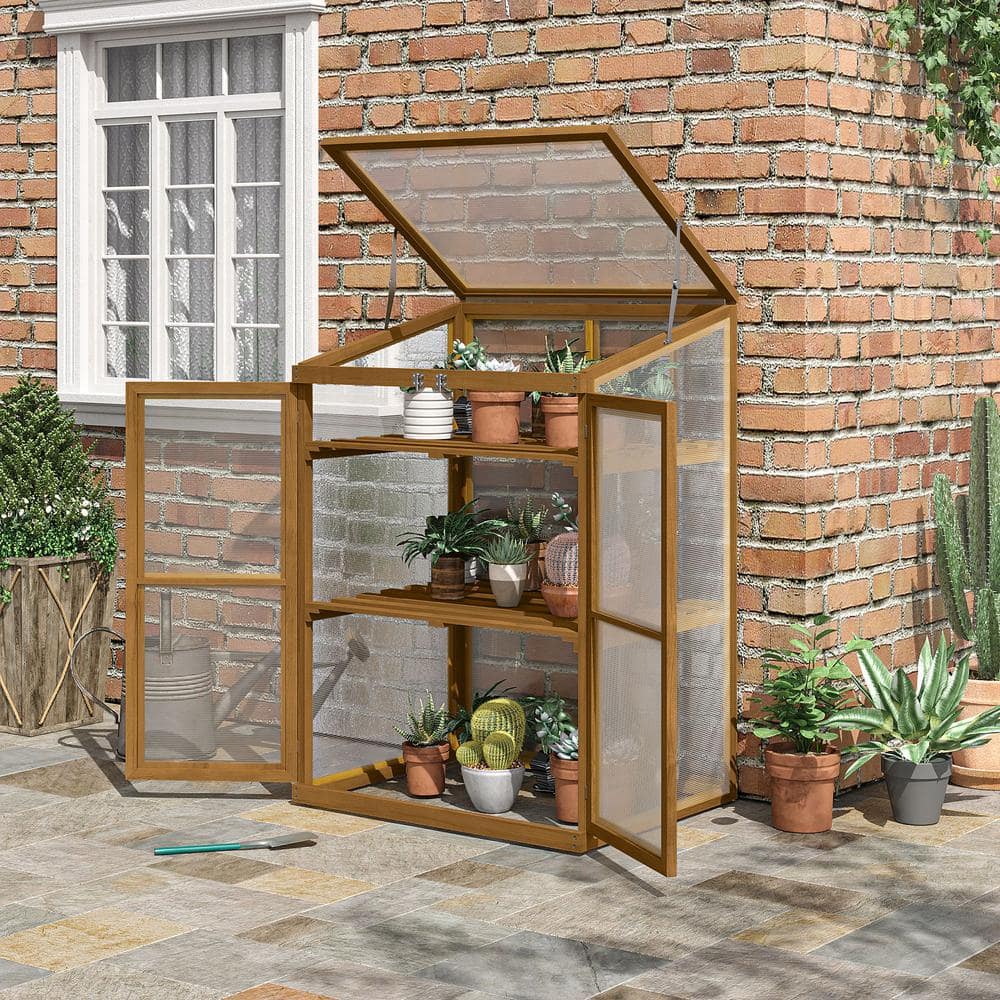 30 in. W x 24 in. D x 44 in. H Wooden Cold Brown Greenhouse - Hercitys