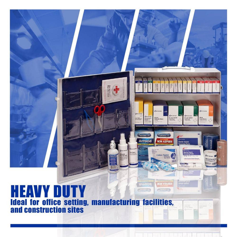 100-Person, 3-Shelf Metal ANSI B Plus First Aid Cabinet with Medications - Hercitys