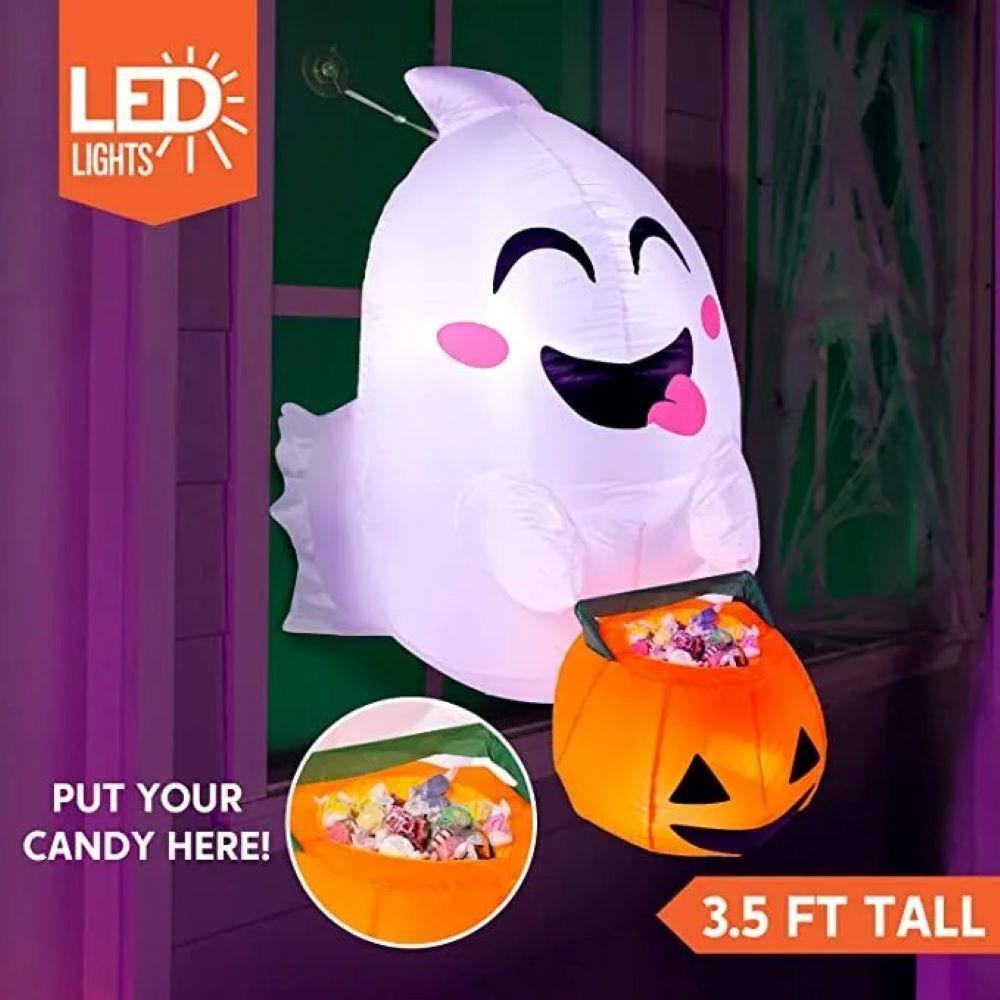 4.5 White FT Halloween Inflatable Flying Ghost Made of Polyester - Hercitys