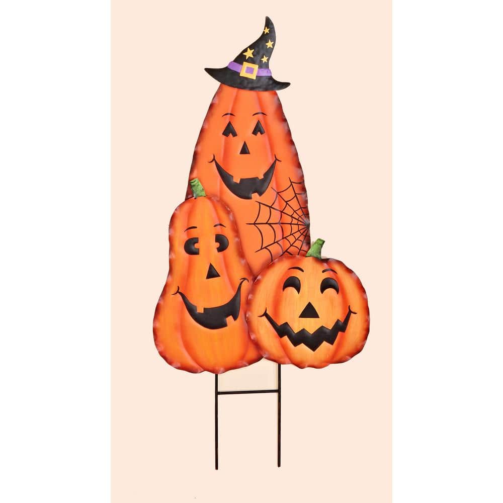 30 in. Metal Halloween Figure Stake Pumpkin - Hercitys