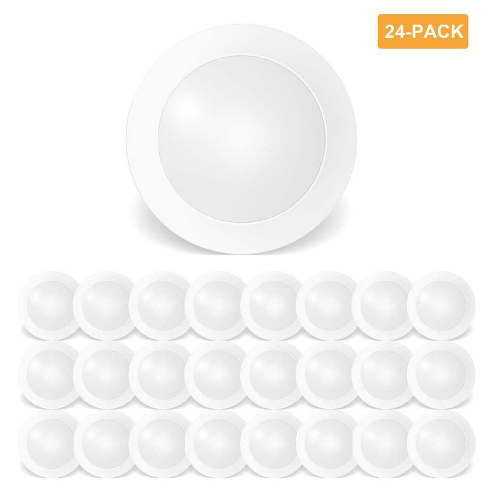 24-Pack 7.5 in. 90 CRI 3000K Warm White Dimmable Integrated LED Flush Mount Ceiling Light Disk Light - Hercitys