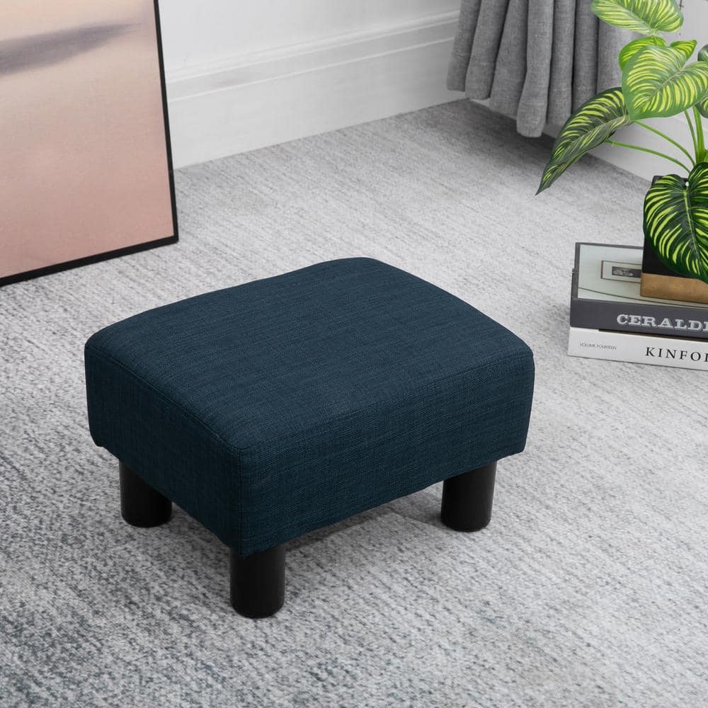 15.75″ Dark Blue Bench with Linen Fabric & Lightweight Design - Hercitys