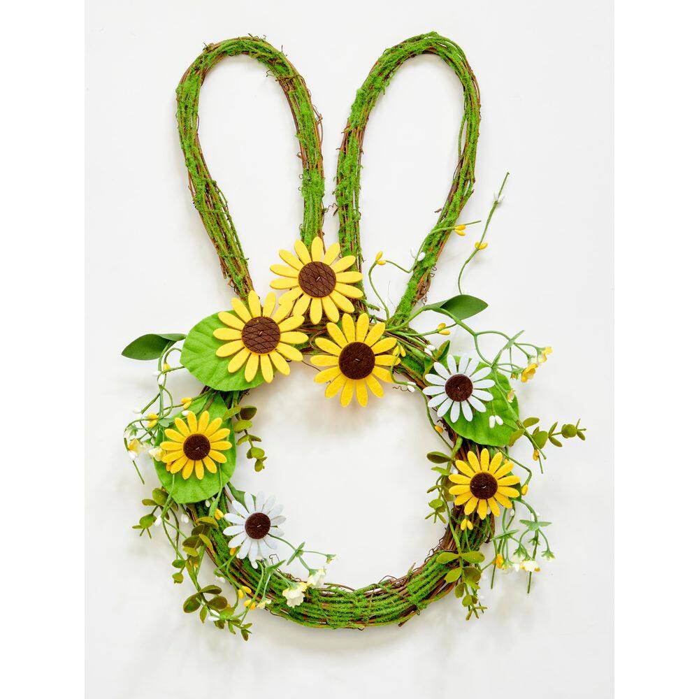 20 in Hanging Twig Bunny Decor with Daisies - Hercitys