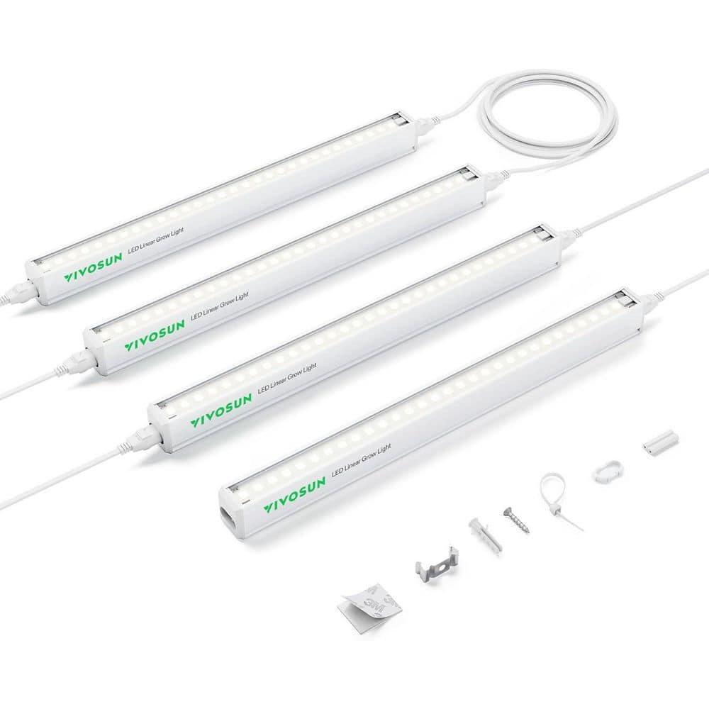1 ft. 6W/Bar 5000K T5 Linear LED Grow Light, Full Spectrum, ‎Cool White (4-Pack) - Hercitys
