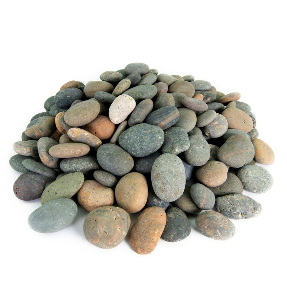 0.50 cu. ft. 2 in. to 3 in. Mixed Mexican Beach Pebble Smooth Round Rock for Gardens, Landscapes and Ponds - Hercitys