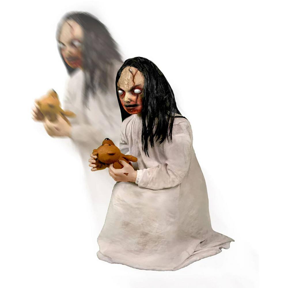 42 in. Motion-Activated Lunging Lily the Demonic Zombie Girl by Tekky, Premium Talking Halloween Animatronic - Hercitys