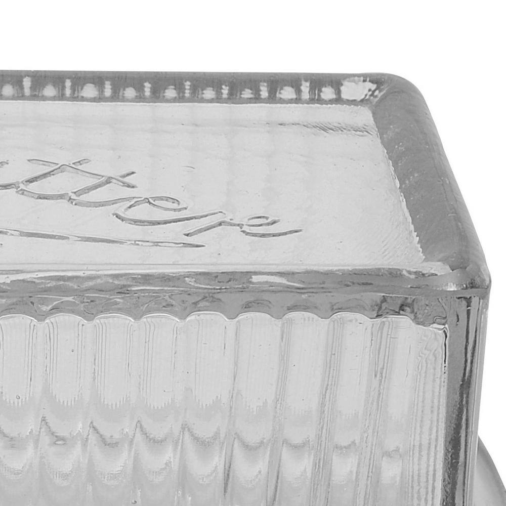 15 oz. Clear Pressed Glass Butter Dish with Lid (Set of 2) - Hercitys
