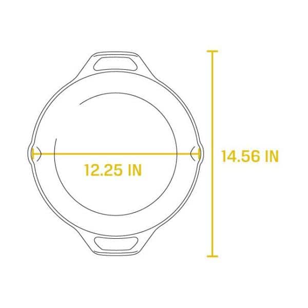 12 in. Cast Iron Skillet in Black with Dual Handles - Hercitys