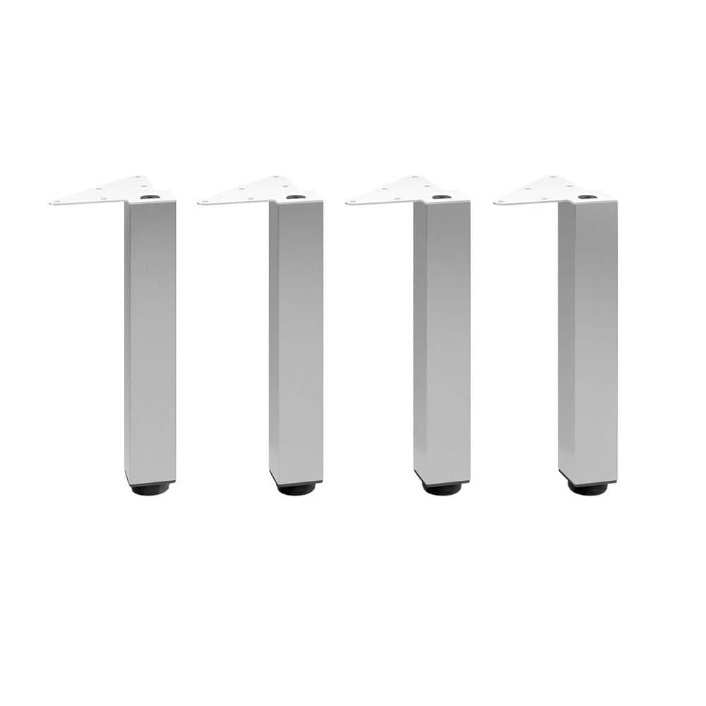 (4-Pack) 11 3/4 in. (300 mm) Stainless Steel Metal Square Furniture Leg with Leveling Glide - Hercitys