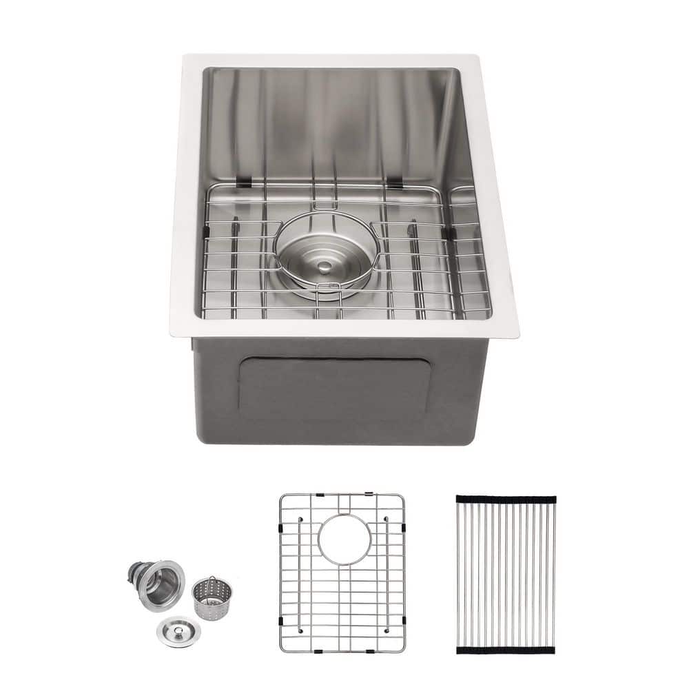 16-Gauge Stainless Steel 14 in. Single Bowl Undermount Bar Sink - Hercitys