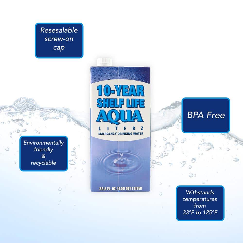 10-Year Shelf Life Aqua Literz 1 l (12-Pack) - Hercitys