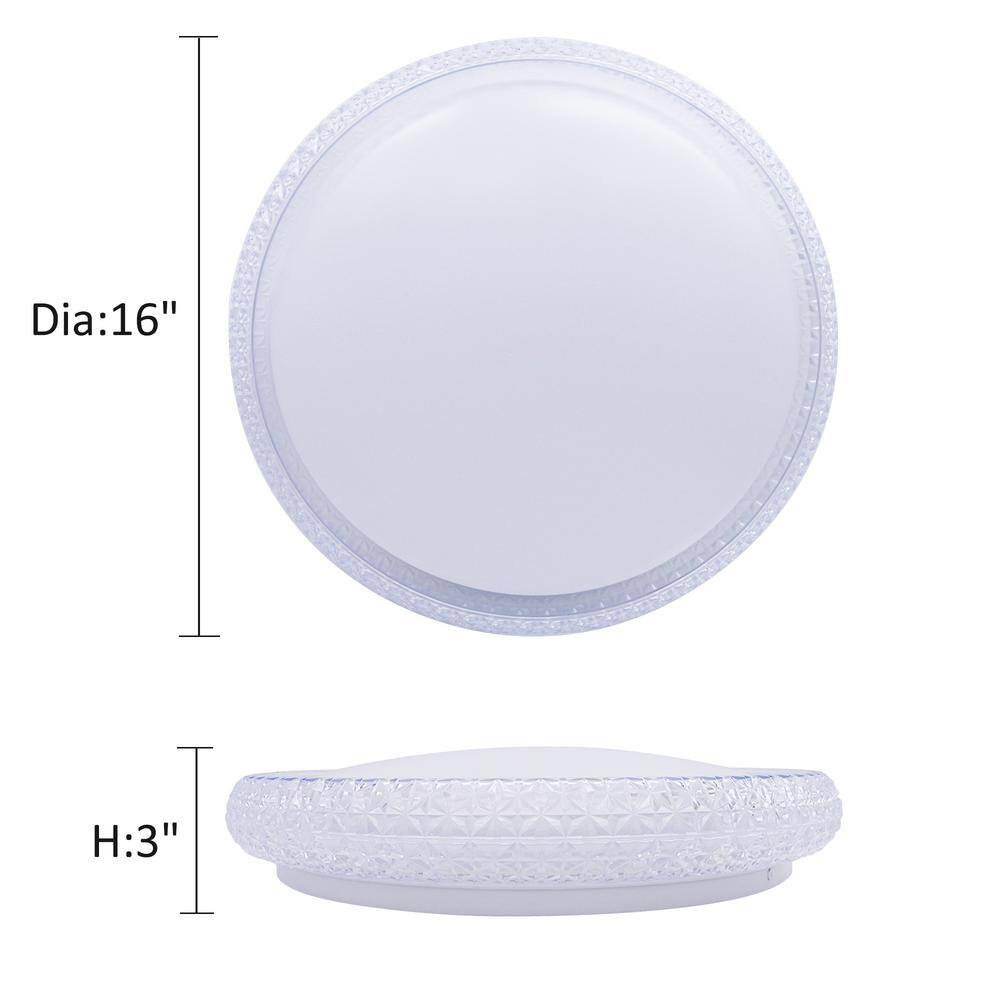 16 in. Faux Crystal Acrylic Shade Light Fixture with Adjustable CCT 3000K/4000K/5000K Dimmable Flush Mount Light Fixture - Hercitys