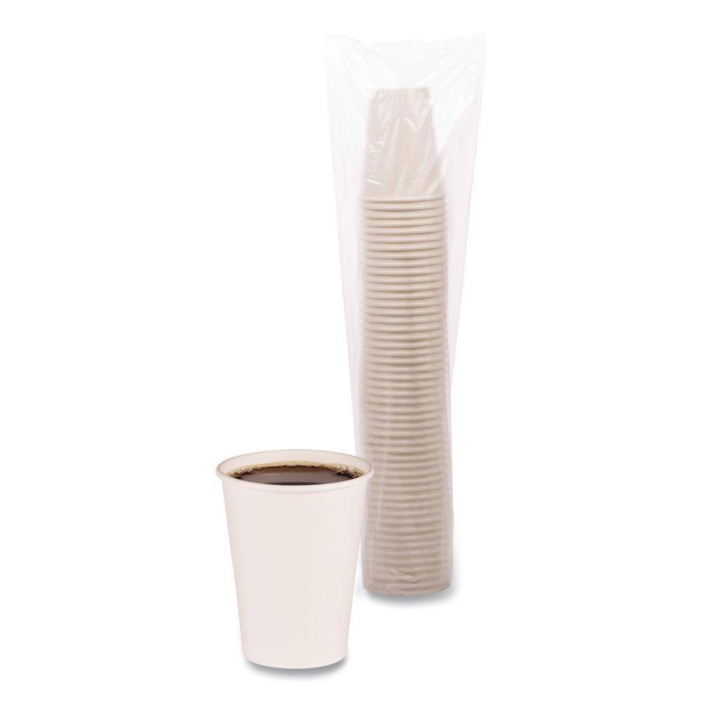 12 oz. White Disposable Paper Cups, Hot Drinks, 20 Cups / Sleeve, 50 Sleeves / Carton - Hercitys