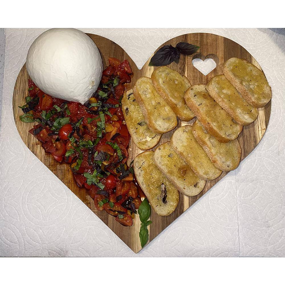 1-Piece Acacia Wood Heart Shaped Cutting Board Charcuterie and Cheese Board Gift-Ready (Heart Hole Style) - Hercitys