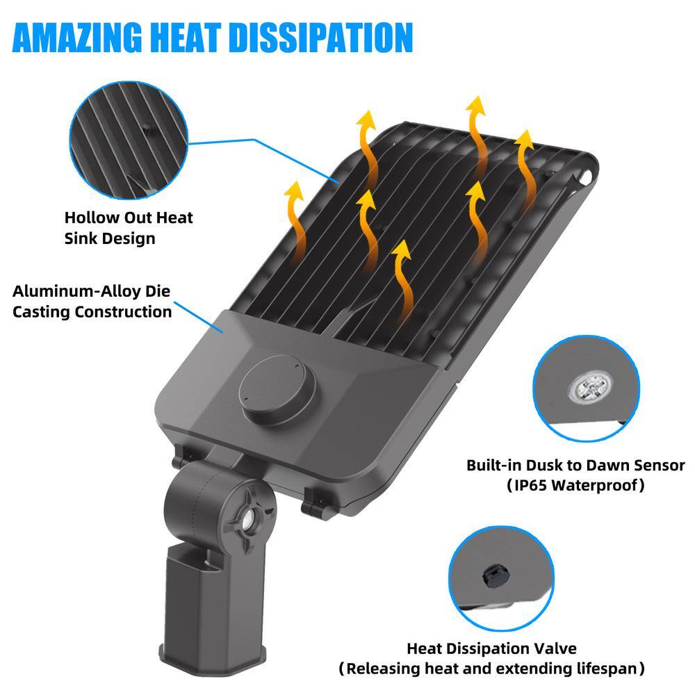 300-Watt 150° Bronze Integrated LED Parking Lot Area Light 5000K Daylight 39000 Lumens Slip Fitter - Hercitys