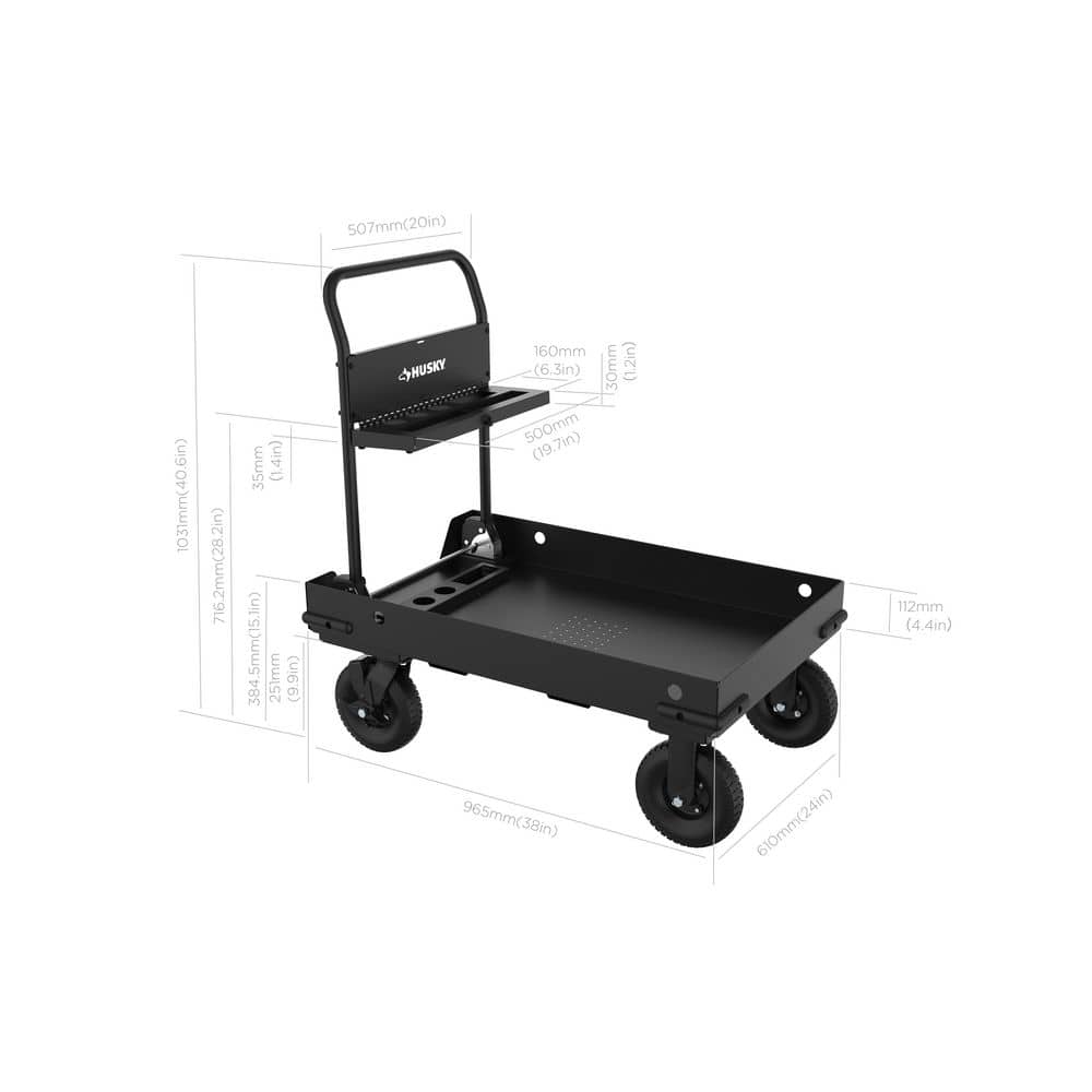 38 in. W All-Terrain Folding Tool Cart - Hercitys
