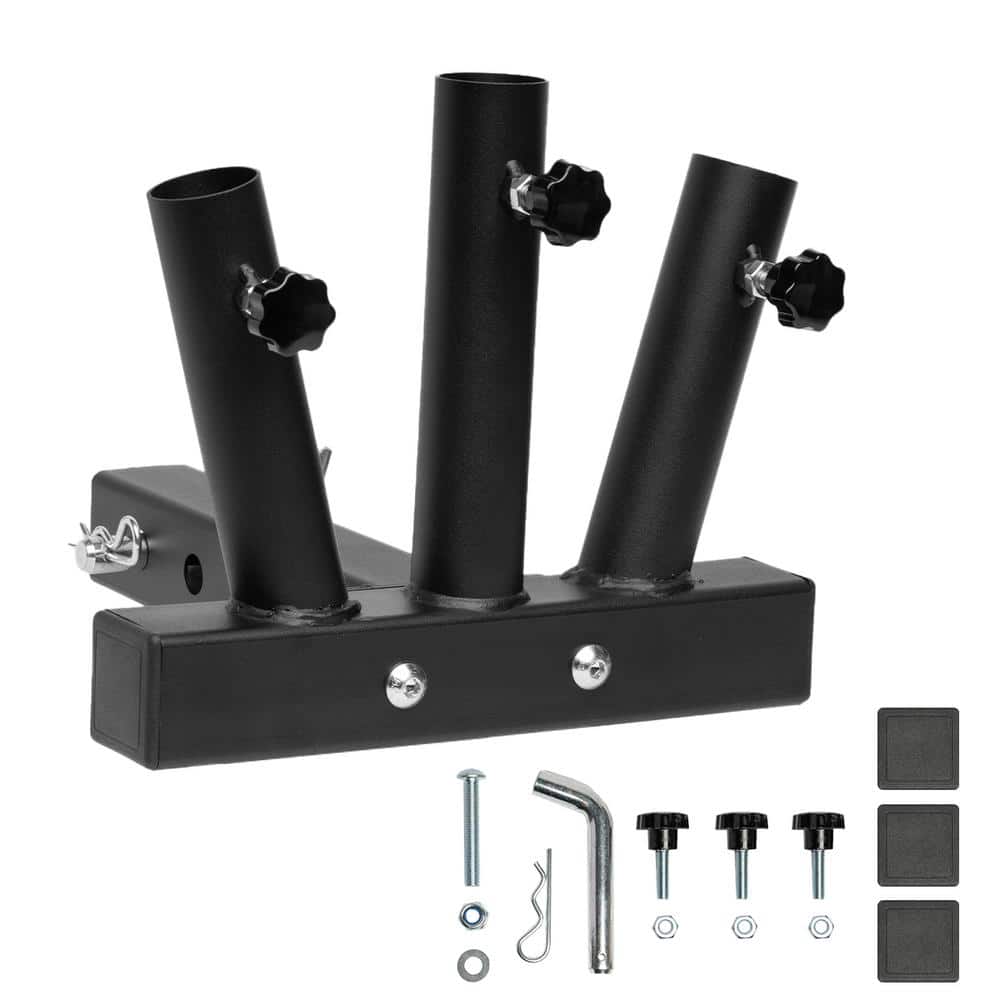 2 in. Universal Hitch Mount Triple-Flag Pole Holder - Hercitys