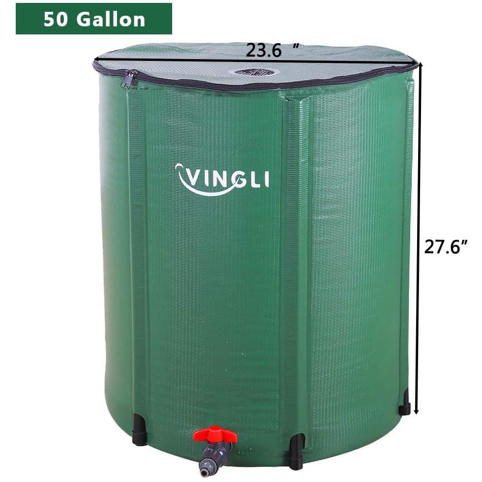 50 Gal. Collapsible Rain Barrel Portable Water Storage Tank Rainwater Collection - Hercitys